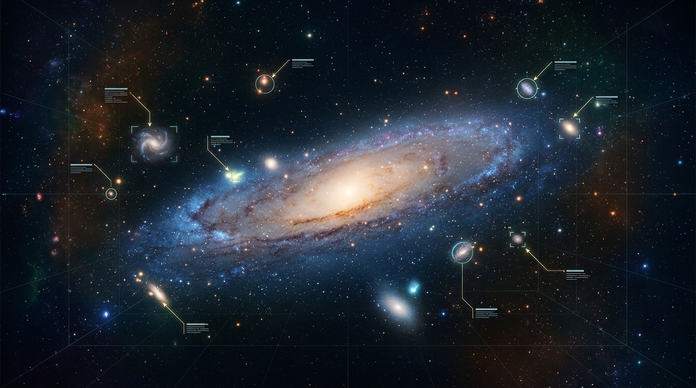 Surveying Galactic Neighborhoods. NGC 1827 is one of 260 satellite galaxies targeted across 22 Milky Way-like host systems within 32 million light-years. Hubble has completed 111 targets, with 149 individual orbits left to complete the survey. Conceptual illustration.