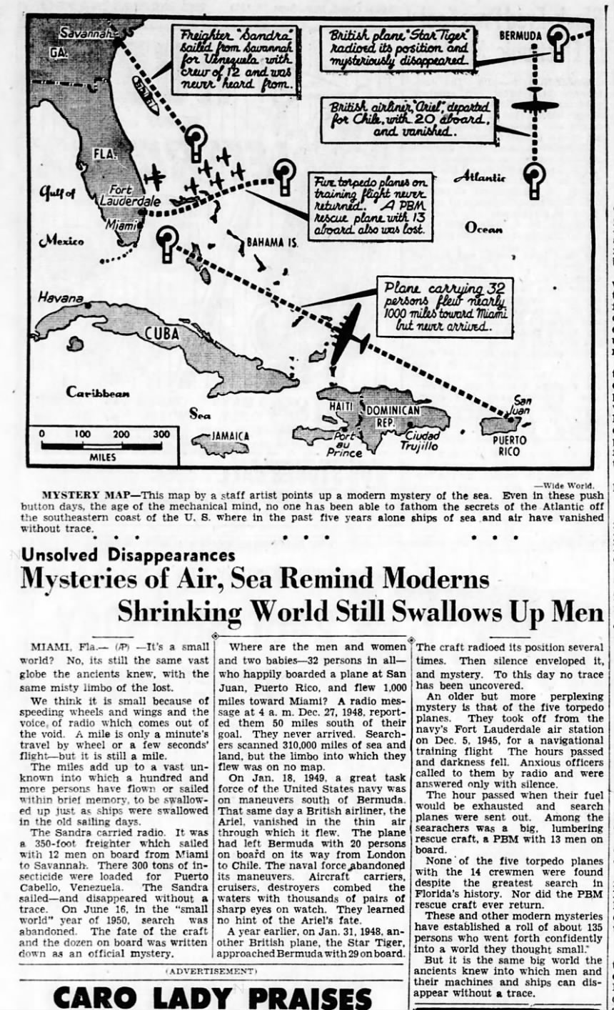 No Official Boundaries Exist. Related source image: Bermuda Triangle 1950 article