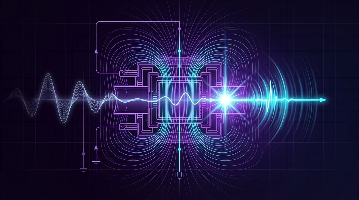 Catching the Elusive Axion. Axions are theorized light particles that could convert into photons within intense magnetic fields. Experiments like ADMX hunt for these faint signals to unlock the dark sector. Conceptual illustration.