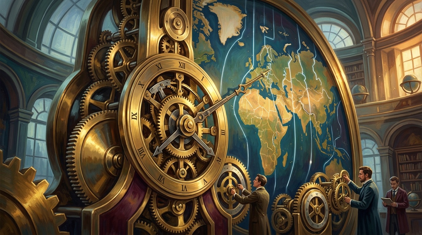 Codified into Civil Law. Codified into Civil law, standard time brought order despite traditionalist resistance. Enacted by the 1918 Standard Time Act, it remains the baseline for modern transportation and global connectivity. Conceptual illustration.